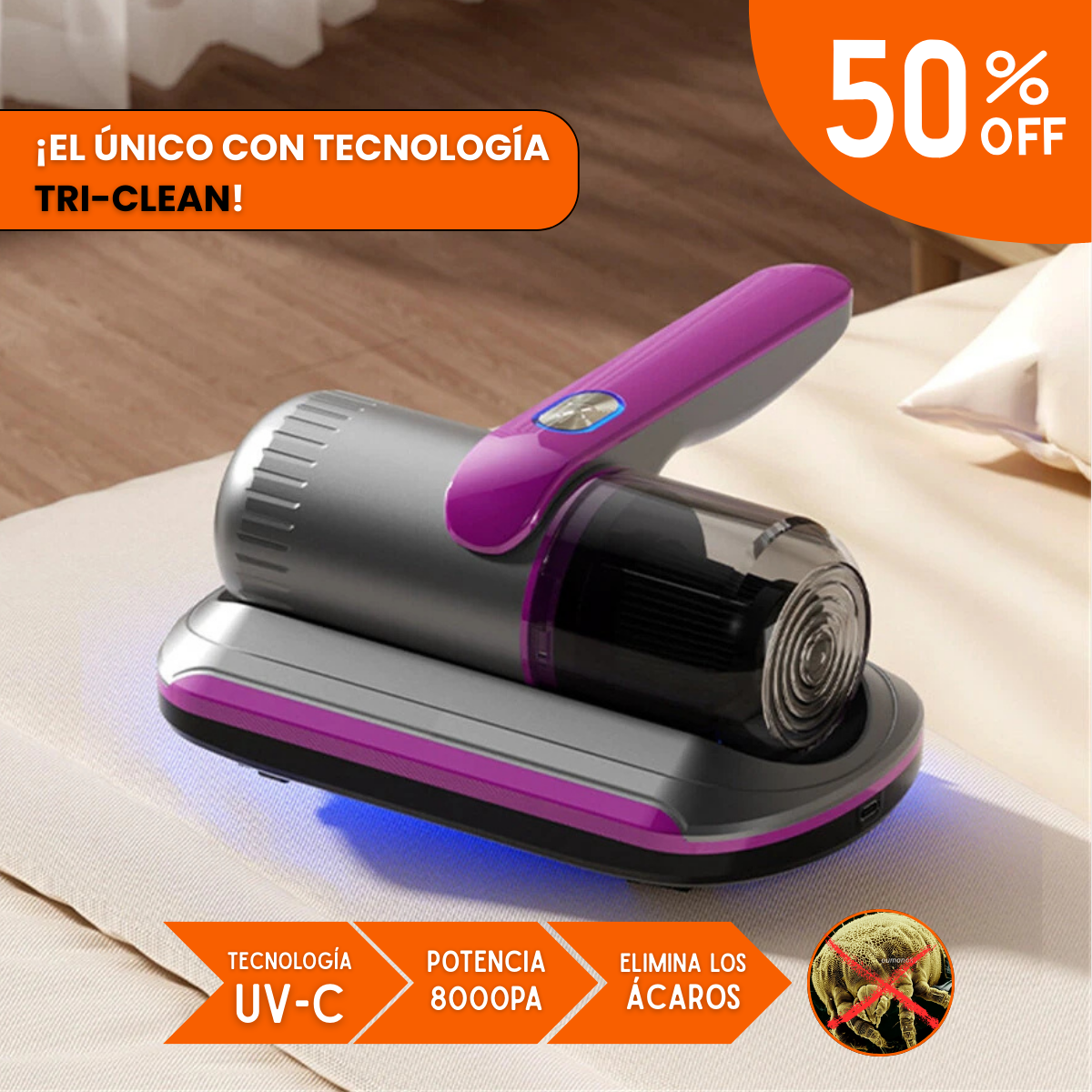 VitaClean - Aspirador Portátil UV Inalambrico | Poder de Succión y Esterilización Total